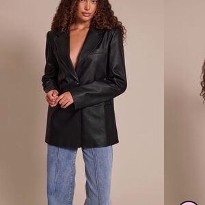 Pretty little thing faux leather Women's Black Blazer (Tall )